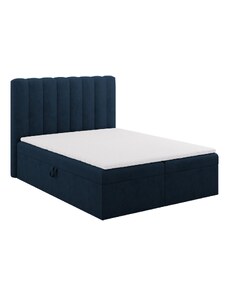 Královsky modrá čalouněná dvoulůžková postel boxspring MICADONI Kelp 160 x 200 cm