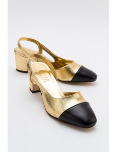 LuviShoes S3 Gold-Black Women's Heeled Shoes