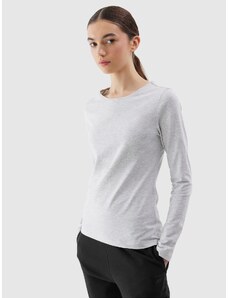 4F Dámské hladké tričko slim s dlouhými rukávy - šedé