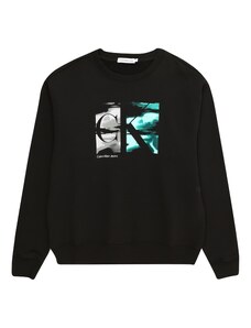 Calvin Klein Jeans Mikina 'SERENITY' šedá / nefritová / černá