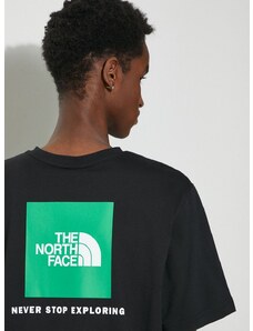 Bavlněné tričko The North Face M S/S Redbox Tee černá barva, s potiskem, NF0A87NPYQI1