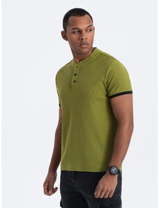 Ombre Men's collarless polo shirt - olive