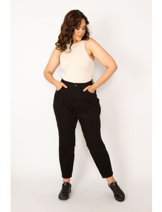 Şans Women's Plus Size Black High Waist 5 Pockets, Skinny Leg Lycra Jeans