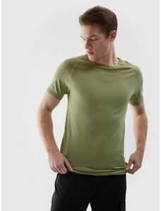 4F Pánské bezešvé outdoorové běžecké tričko - olivové