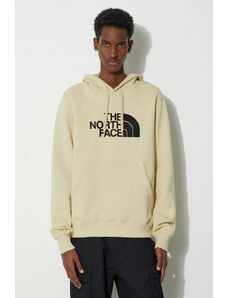 Bavlněná mikina The North Face M Drew Peak Pullover Hoodie pánská, béžová barva, s kapucí, s aplikací, NF00AHJY3X41