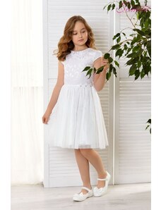 Dívčí šaty s tylem bílé Jomar 899