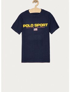 Dětské tričko Polo Ralph Lauren tmavomodrá barva, s potiskem