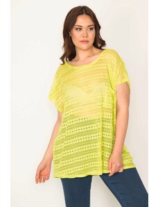 Şans Women's Plus Size Yellow Lace Blouse