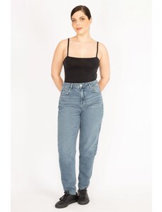Şans Women's Blue Large Size 5 Pocket Lycra Jeans