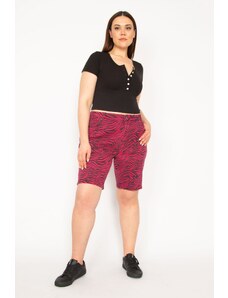 Şans Women's Plus Size Fujiya 5 Pocket Patterned Jean Shorts