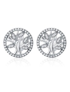 GRACE Silver Jewellery Stříbrné náušnice se zirkony Strom života - stříbro 925/1000