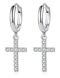 GRACE Silver Jewellery Stříbrné náušnice Kříž - stříbro 925/1000