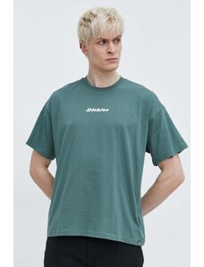 Bavlněné tričko Dickies ENTERPRISE TEE SS zelená barva, s potiskem, DK0A4YRN