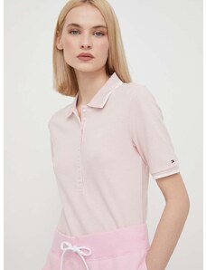 Polo tričko Tommy Hilfiger růžová barva, WW0WW41288