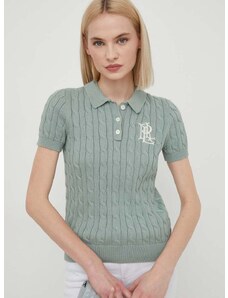 Bavlněný svetr Lauren Ralph Lauren zelená barva