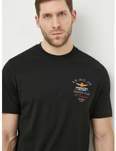Bavlněné tričko Aeronautica Militare černá barva, s potiskem