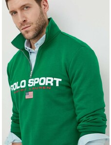 Mikina Polo Ralph Lauren pánská, zelená barva, s potiskem, 710835766