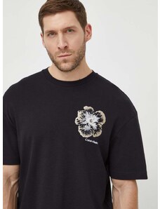 Bavlněné tričko Calvin Klein černá barva, s aplikací, K10K112505