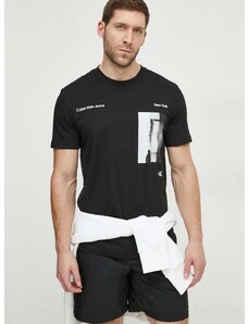 Bavlněné tričko Calvin Klein Jeans černá barva, s potiskem, J30J325930