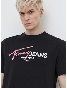 Bavlněné tričko Tommy Jeans černá barva, s potiskem