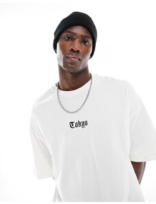 ADPT oversized t-shirt with city chest embroidery in white-Neutral