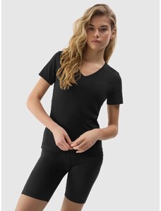 4F Dámské hladké tričko s organickou bavlnou - černé