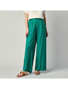 Blancheporte Jednobarevné široké kalhoty smaragdová 36