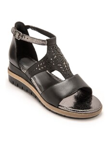Blancheporte Kožené sandály s pajetkami, černé černá 36