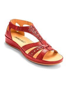 Blancheporte Kožené sandály na suchý zip, extra široké červená 36