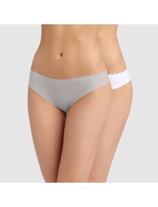 Blancheporte Sada 2 kalhotek tanga Body Touch bílá+šedá 36/38