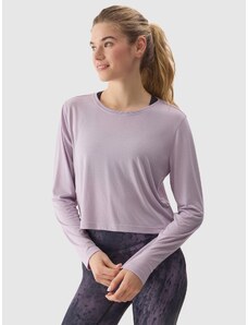4F Dámské tričko s dlouhými rukávy crop-top na jógu s přídavkem modálu - fialové