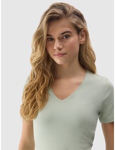 4F Dámské hladké tričko s organickou bavlnou - zelené