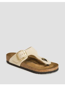 Béžové dámské pantofle Birkenstock Gizeh Big Buckle Nubuck Leather