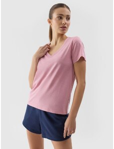 4F Dámské hladké tričko - růžové