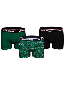 Pánské boxerky John Frank JF3B-CH-01 3 pack černo-zelená