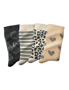 Blancheporte Sada 4 ponožek se sladěným leopardím motivem šedá/béžová 35-38