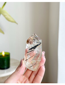 Gaia Crystal Křišťál s turmalínem krystal Brazílie 78g
