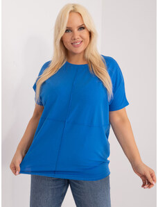Fashionhunters Tmavě modrá, obyčejná bavlněná halenka větší velikosti