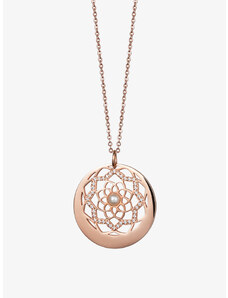 Přívěsek s řetízkem z chirurgické oceli Flower of Love s pravou říční perlou Preciosa, růžový