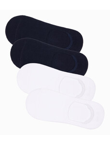 Ombre Clothing Pánské ponožky na nohu 4-pack - bílé a tmavě modré OM-SOSS-0104