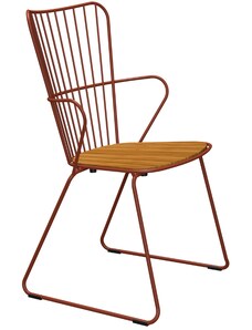 Červená kovová zahradní židle HOUE Paon