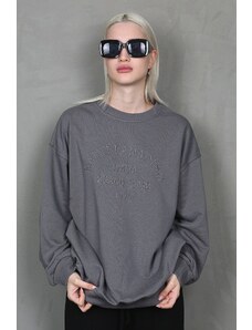 Madmext Smoky Crew Neck Printed Sweatshirt