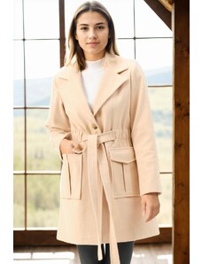 Z6778 DEWBERRY WOMEN'S COAT-DARK BEIGE