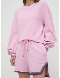 Bavlněné šortky Pinko růžová barva, hladké, high waist, 103214.A1OF