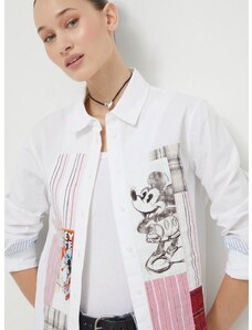 Bavlněná košile Desigual x Disney bílá barva, regular, s klasickým límcem
