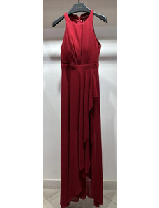 Červené dlouhé šaty Anda s rozparkem