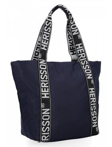 Herisson Velká dámská nylonová shopper kabelka přes rameno tmavě modrá