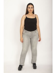 Şans Women's Plus Size Gray 5 Pocket Lycra Jeans