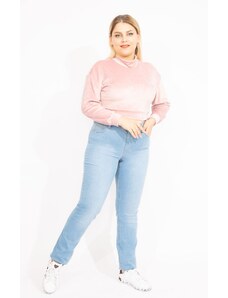 Şans Women's Plus Size Blue 5-Pocket Lycra Jeans