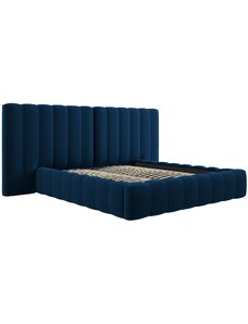 Královsky modrá sametová dvoulůžková postel MICADONI Kelp 160 x 200 cm